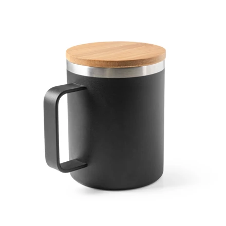 LAUDA. Mug in 90% recycled stainless steel with bamboo lid 420 mL (NPS-94276-103)