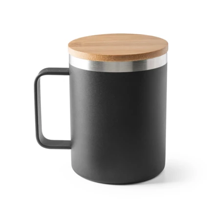 LAUDA. Mug in 90% recycled stainless steel with bamboo lid 420 mL (NPS-94276-103)
