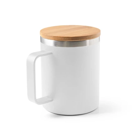 LAUDA. Mug in 90% recycled stainless steel with bamboo lid 420 mL (NPS-94276-106)
