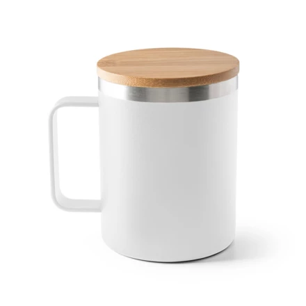 LAUDA. Mug in 90% recycled stainless steel with bamboo lid 420 mL (NPS-94276-106)