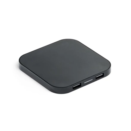 CAROLINE. Superfast 15W wireless charger with HUB 2 USB-A ports in recycled ABS (60% rABS) (NPS-97903-103)