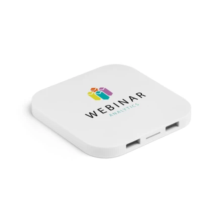 CAROLINE. Superfast 15W wireless charger with HUB 2 USB-A ports in recycled ABS (60% rABS) (NPS-97903-103)