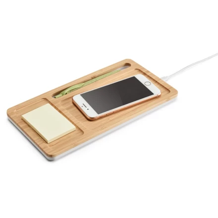 MOTT. Schreibtisch-Organizer mit 15W wireless Ladegerät aus Bambus und ABS (NPS-97911-160)