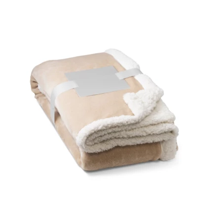 HEIDEN. Reversible fleece blanket (190 g/m²) with satin ribbon and personalised card (NPS-99078-131)