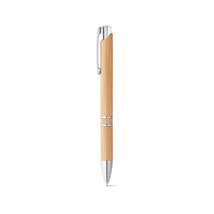 BETA BAMBOO. Bamboo ball pen with clip and metal trim (NPS-81011-160)