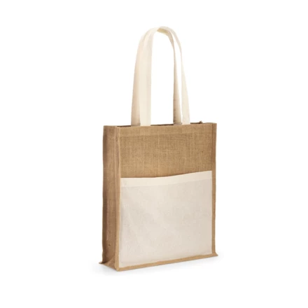 BRAGA. Jutowa torba(240 g/m²) z kieszenią ze 100% bawełny (140 g/m²) (NPS-92823-160)