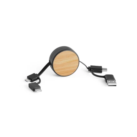 RUBINS. Zwijany kabel USB 6 w 1 z ABS pochodzącego z recyklingu (100% rABS) i bambusa (NPS-97091-103)