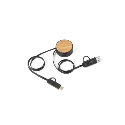 RUBINS. Zwijany kabel USB 6 w 1 z ABS pochodzącego z recyklingu (100% rABS) i bambusa (NPS-97091-103)