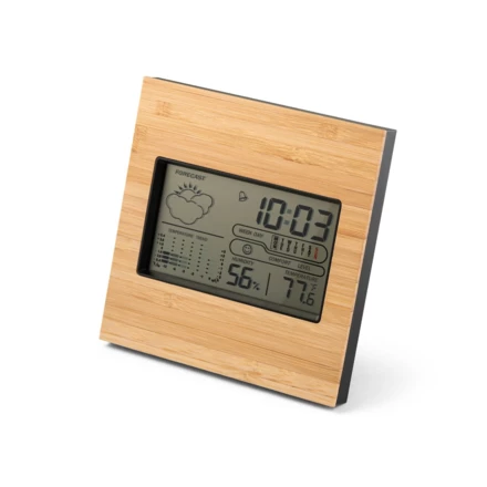 BROMLEY. Biurkowa stacja pogodowa z ekranem LCD z ABS i bambusa (NPS-97099-103)