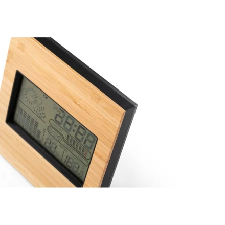 BROMLEY. Biurkowa stacja pogodowa z ekranem LCD z ABS i bambusa (NPS-97099-103)