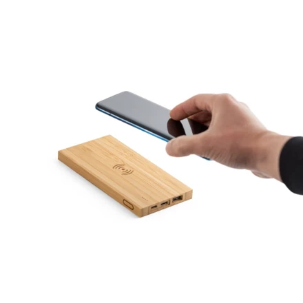 FITCH. Power bank 5.000 mAh z bezprzewodową ładowarką 5W z bambusową (NPS-97909-160)