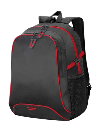 black, red