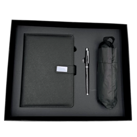 Elegancki Zestaw Upominkowy - Notes Skórzany z Parasolką i Długopisem w Pudełku Prezentowym - EE12 (NMT-325085)