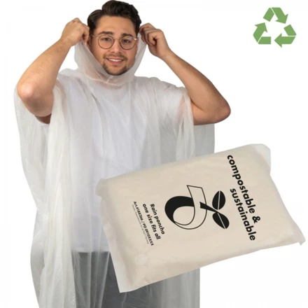 Poncho przeciwdeszczowe biodegradowalne - przeźroczysty - (NMC-41882-66)