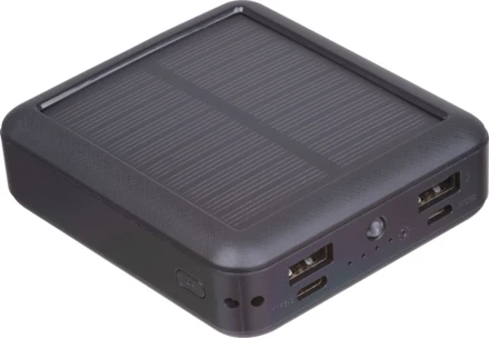 Power bank solarny, z recyklingu 10 000 mAh CRETE - czarny - (NEG-5743-03)