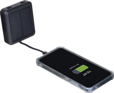 Power bank solarny, z recyklingu 10 000 mAh CRETE - czarny - (NEG-5743-03)