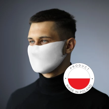 Zestaw w pudełku, pojemnik na płyn do dezynfekcji, maseczka wielokrotnego użytku z miejscem na filtr i jonami srebra (NAX-V9798-02)