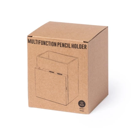 Zusammenklappbares Wireless Ladegerät 5W aus recyceltem Karton, USB 2.0-Hub, Schreibgerätehalter, Telefonständer (NAX-V0178-00)