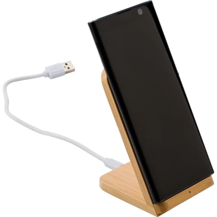Bambusowa ładowarka bezprzewodowa 5W, stojak na telefon (NAX-V0186-17)