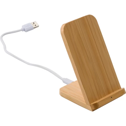 Bambusowa ładowarka bezprzewodowa 5W, stojak na telefon (NAX-V0186-17)
