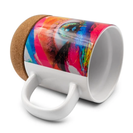 Ceramic mug 370 ml with cork detail | Kate (NAX-V8297-02)