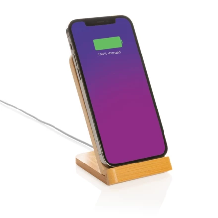 Bambusowa ładowarka bezprzewodowa 5W, stojak na telefon (NAX-P308.359)