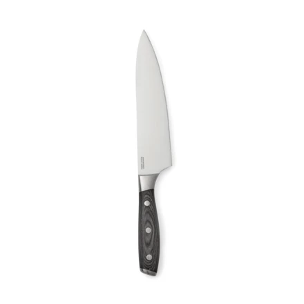 Chef's knife made of X50CrMoV15 German steel with a Pakkawood handle. The easy-grip handle and superb balance in the blade makes the knife comfortable and easy to work with. Size: 20 cm blade. (NAX-VG005-32)