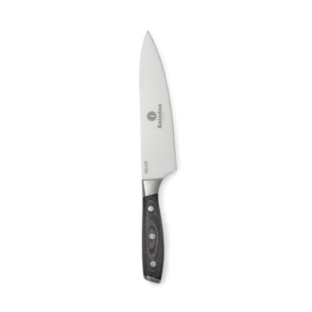 Chef's knife made of X50CrMoV15 German steel with a Pakkawood handle. The easy-grip handle and superb balance in the blade makes the knife comfortable and easy to work with. Size: 20 cm blade. (NAX-VG005-32)