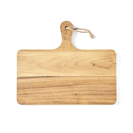 Stylish cutting/serving board that will brighten up any kitchen. The cutting board is made of FSC-certified teak and has a beautiful golden to medium brown wood shade which darkens over time. The board has a high oil content which makes it very resis