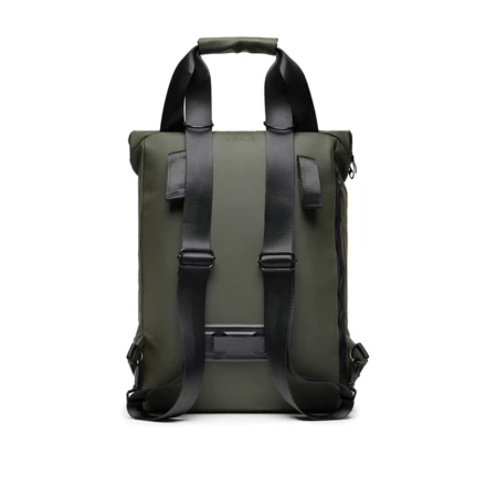 A chic, contemporary bag in supple vegan/Nubuck PU leather. This versatile design can be carried as either a rucksack or a tote bag - commute with the bag comfortably on your back and then simply carry it over your arm if you're going out for lunch. 