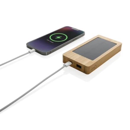 Bambusowy power bank 10000 mAh, ładowarka słoneczna (NAX-P322.399)