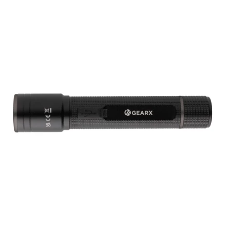 Gear X Taschenlampe aus RCS recycelt. Aluminium mit USB-Akku (NAX-P513.901)