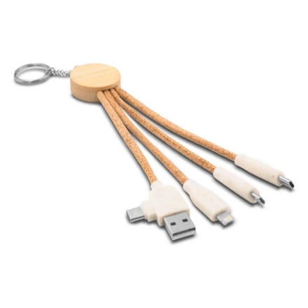 Ladekabel aus Kork B'RIGHT, Element aus Bambus, Schlüsselanhänger | Antez (NAX-V1294-00)
