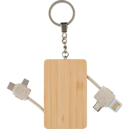 Ladekabel, Schlüsselanhänger aus Bambus (NAX-V1691-16)