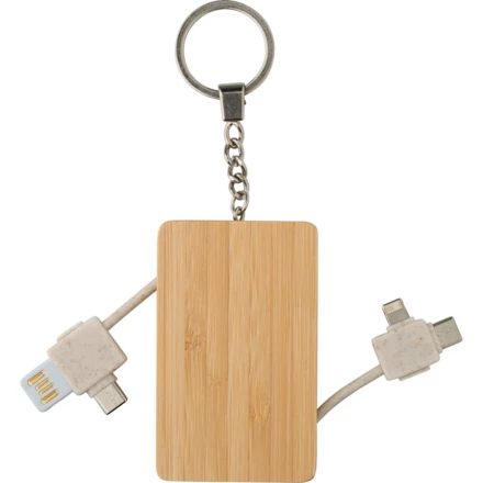 Ladekabel, Schlüsselanhänger aus Bambus (NAX-V1691-16)