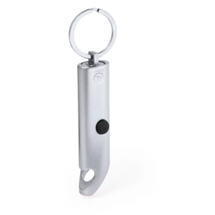 Brelok do kluczy z aluminium z recyklingu, otwieracz do butelek, lampka LED (NAX-V2106-32)