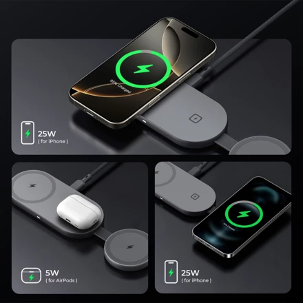 Ładowarka bezprzewodowa 3 w 1 25W Aukey (NAX-VAM17-15)