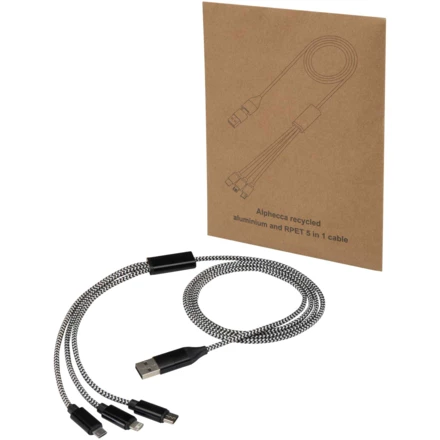Alphecca - kabel ładujący 5 w 1 wykonany z recyklingowanego aluminium i tworzywa RPET (NPC-12449290)