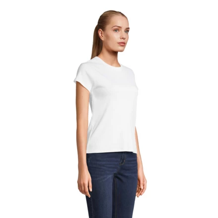 SARA WOMEN'S RIBBED T-SHIRT - SARA (NMO-S04814-WH-L)