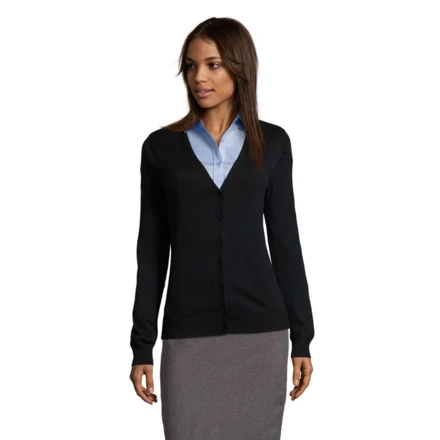 GOLDEN WOMEN V NECK CARDIGA - GOLDEN WOMEN (NMO-S90012-BK-L)