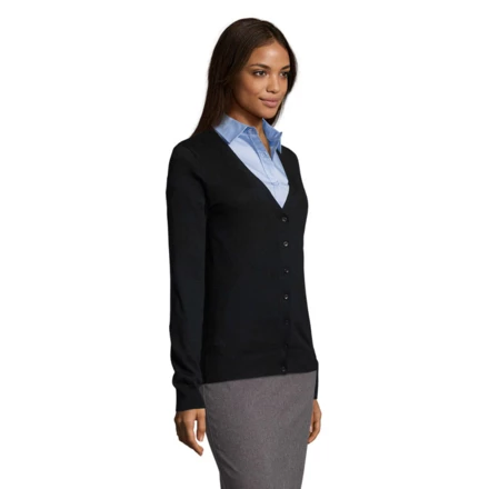 GOLDEN WOMEN V NECK CARDIGA - GOLDEN WOMEN (NMO-S90012-BK-L)