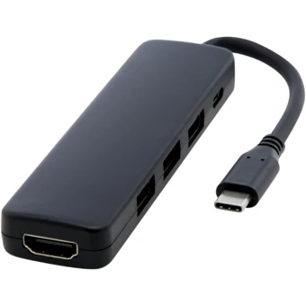 Loop adapter multimedialny USB 2.0-3.0 z portem HDMI wykonany z tworzyw sztucznych pochodzących z recyklingu z certyfikatem R (NPC-12436890)