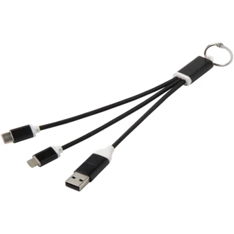 Metal kabel do ładowania 4 w 1 z aluminium z recyklingu z łańcuchem do kluczy (NPC-12438290)