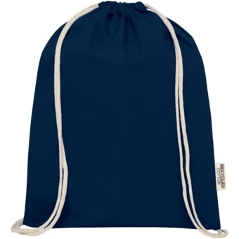 Oregon ściągana sznurkiem torba na zakupy z bawełny z recyklingu z certyfikatem GRS 140 g/m² (NPC-12073555)